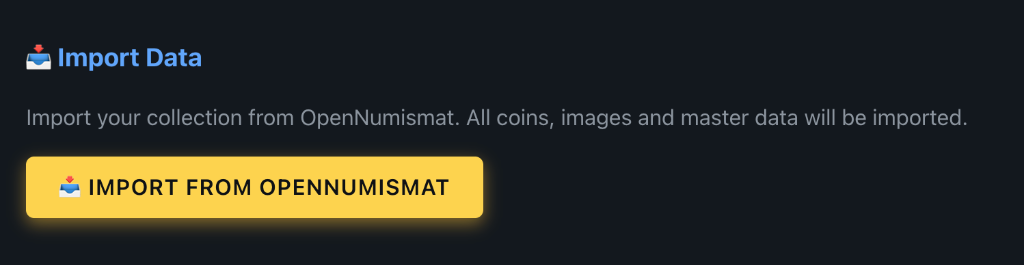 NumisManagerPro OpenNumismat Import Interface
